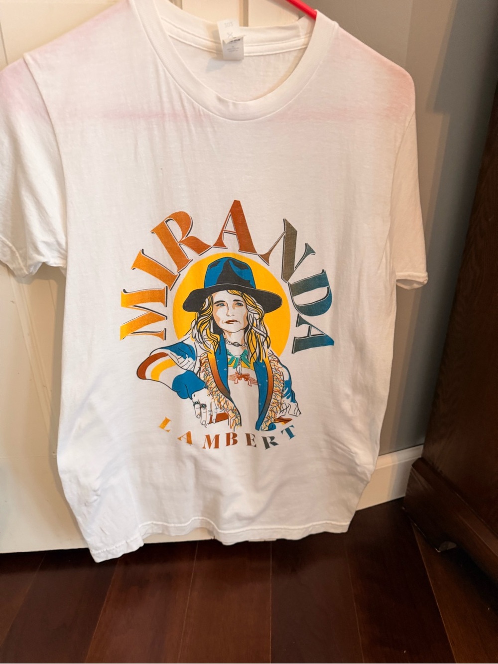 White Graphic Women’s Tee with Multicolor Illustration